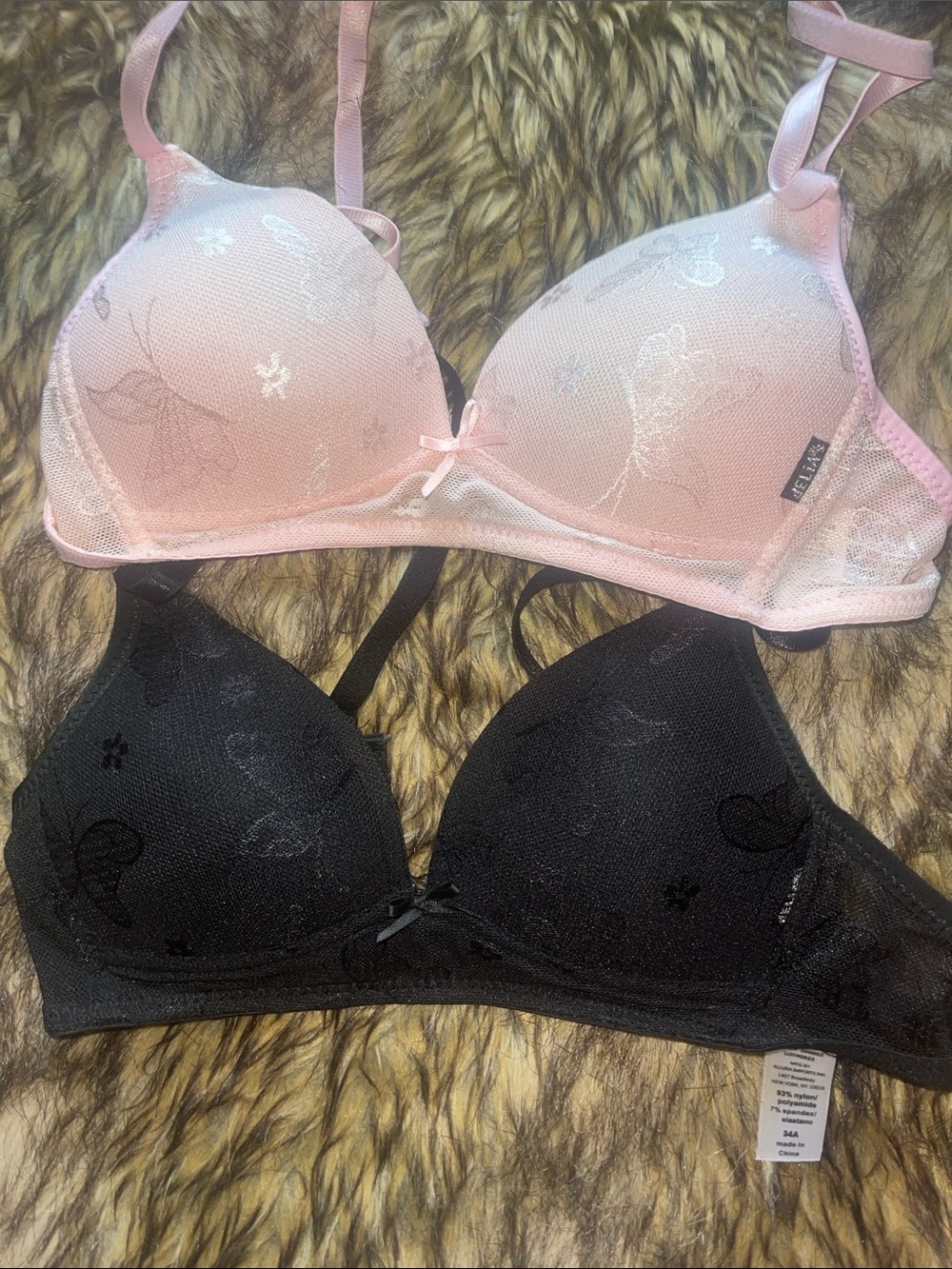 Lace-Overlay Bra - 2 Pack Pink, Black